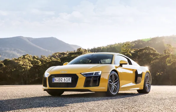 Picture the sky, yellow, Audi, Audi, car, V10