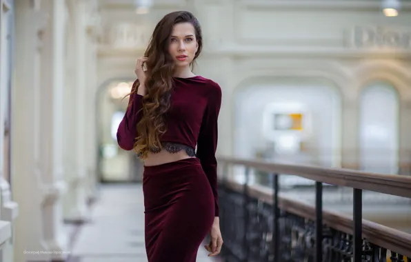 Girl, face, smile, sweetheart, model, skirt, light, brown hair