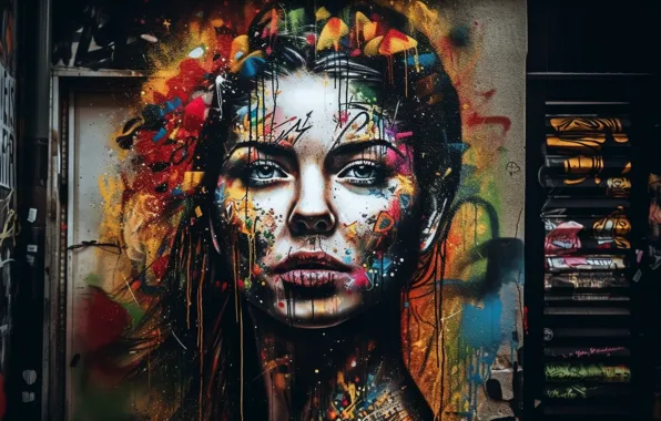 Girl, Look, Face, Graffiti, Creative, Digital art, AI art, The Art of Artificial Intelligence
