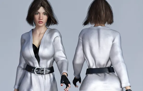 Girl, back, front