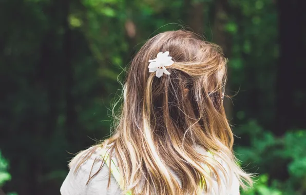 Girl, glasses, flower in hair