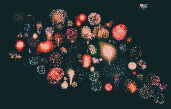 Picture lights, flowers, explosions, fireworks