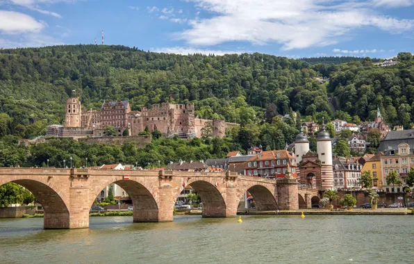 Bridge, river, castle, Germany, Heidelberg, Heidelberg