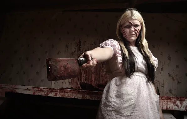 Girl, cleaver, Scare for a Cure