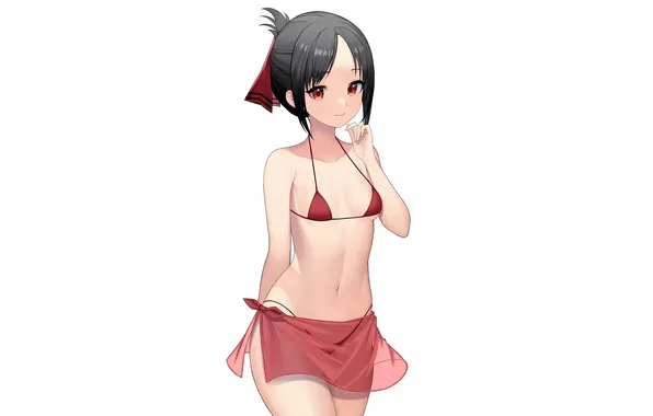 Girl, sexy, cleavage, boobs, anime, beautiful, red eyes, short hair