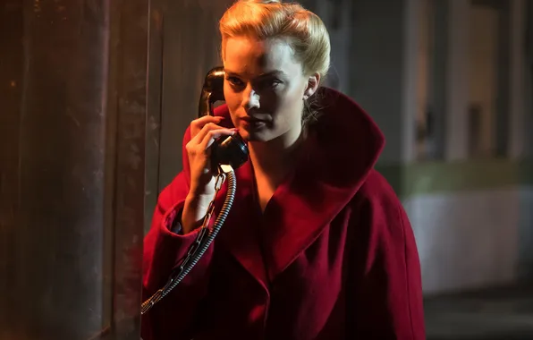 Look, makeup, in red, Terminal, Margot Robbie, Margot Robbie, handset, Annie / Bonnie