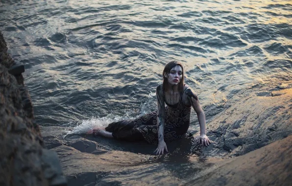 Picture girl, dirt, surf, in the water, Aleah Michele, The space between
