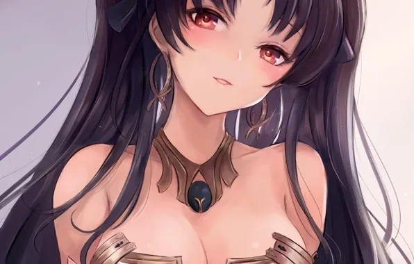 Girl, sexy, cleavage, blouse, long hair, boobs, anime, beautiful
