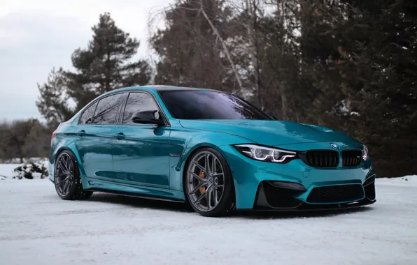 BMW, Blue, Winter, Snow, F80, Adaptive LED