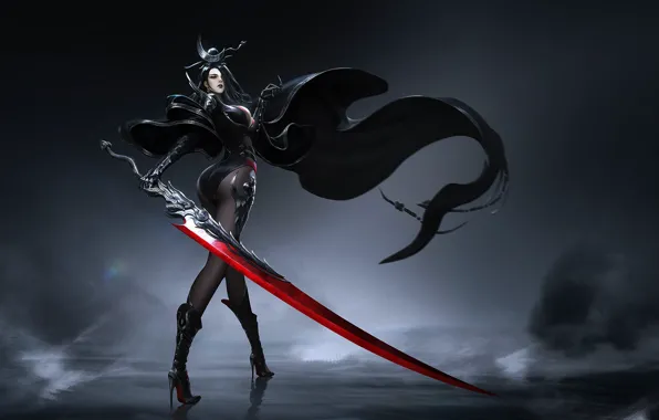 Girl, Minimalism, Style, Girl, Sword, Background, Fantasy, Art