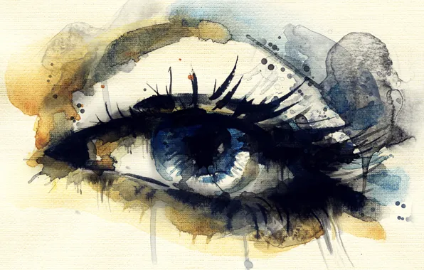 Blue, eyes, eyelashes, paint, spot, painting, Wallpaper from lolita777, iris