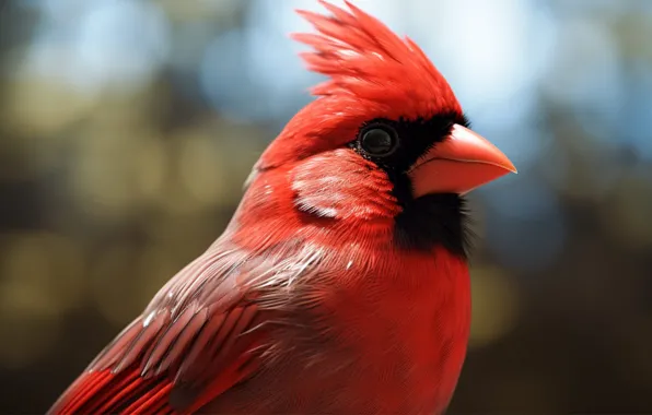 Look, nature, bird, portrait, cardinal, red cardinal, AI art, neural network