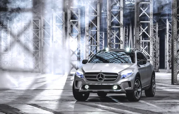 Concept, Auto, Logo, Grey, Silver, The hood, Lights, Mercedes Benz