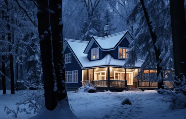 Winter, snow, nature, Christmas, New year, houses, house, hut