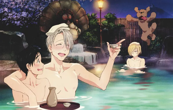 Guys, hot springs, Yuri on the ice, Viktor Nikiforov, Yuri Plesetskiy, Yuri Katsuki, Yuri On …