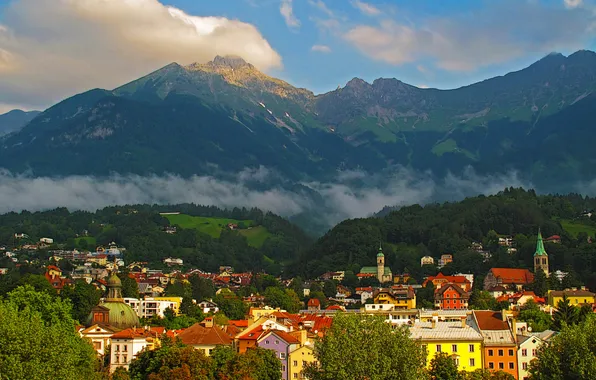 Landscape, mountains, home, Austria, forest, Innsbruck