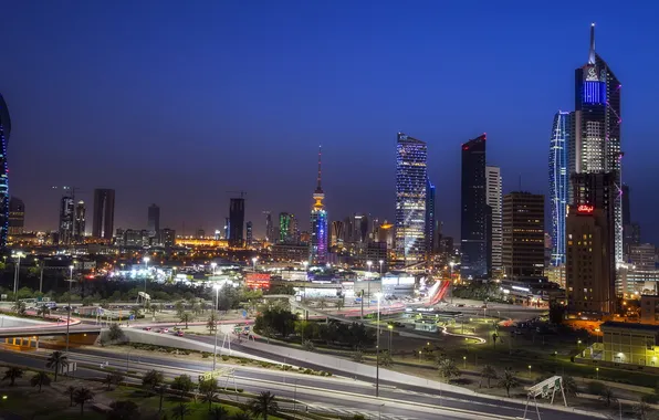 Night, the city, Kuwait