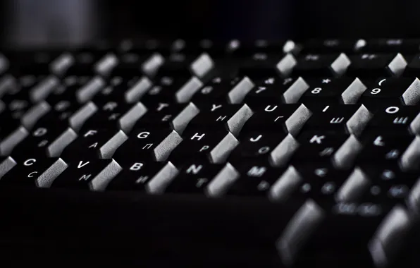 Macro, black and white, keys, keyboard