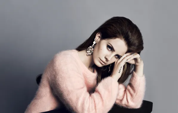 Picture hair, earrings, singer, sweater, Lana Del Rey, photo shoot H&ampamp;M