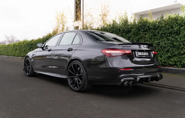 Mercedes-Benz, Mercedes, Brabus, E-Class, Black, Side, Road, Mercedes E-Class