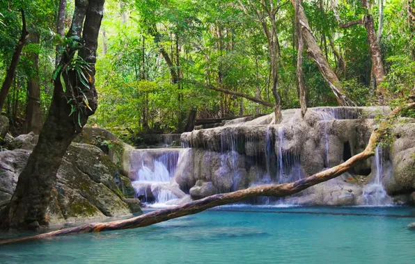 Waterfall, Thailand, cascade, national Park, Erawan, Kanchanaburi province