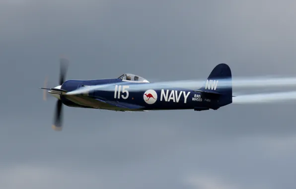 The sky, fighter-bomber, deck, WW2, The Royal Australian Navy, Hawker &ampquot;Sea Fury&ampquot; FB.Mk.11