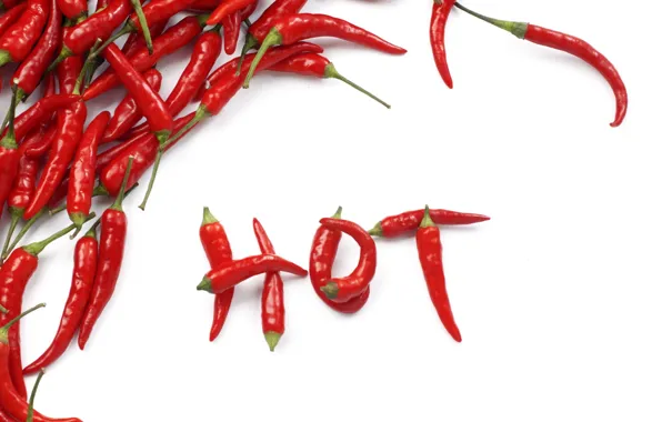 The inscription, white background, pepper, hot, chili, bitter, Chile