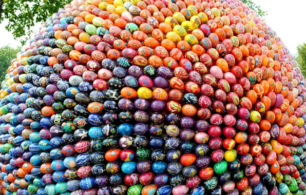 Holiday, Easter, Ukraine, eggs, composition of Easter eggs