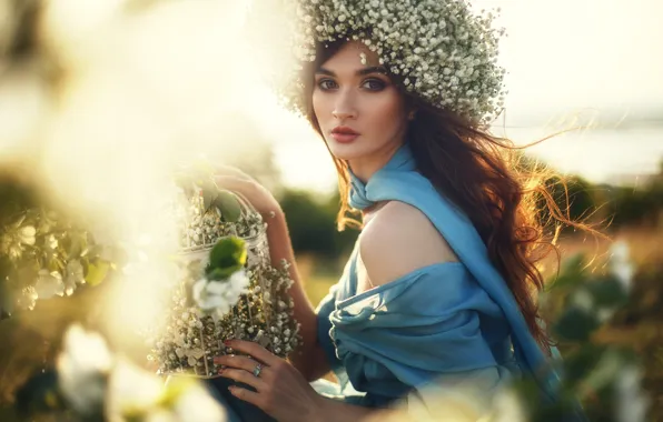 Picture girl, hair, beautiful, wreath, Jeanne, Magizova RESEDA
