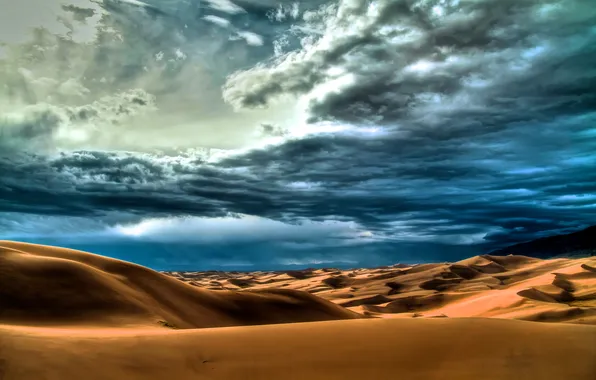 The sky, clouds, desert