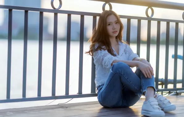 Girl, background, Asian