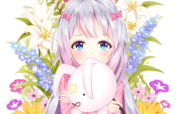 Picture flowers, anime, art, girl, EroManga-Sensei