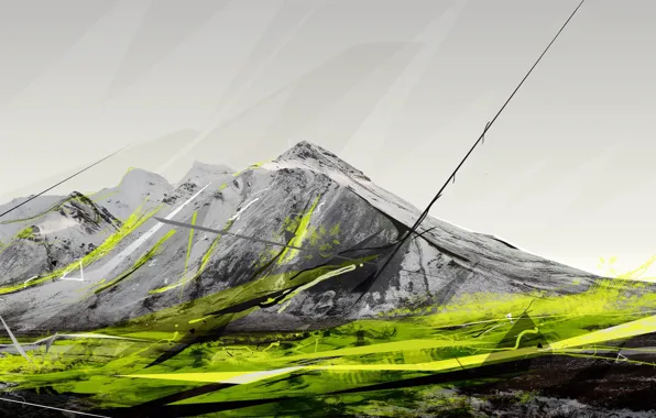 Figure, Mountains, sketch