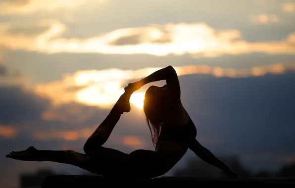 Picture girl, pose, body, the evening, silhouette, legs, gymnast, Jessica