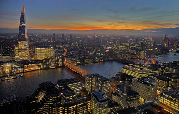 Lights, river, England, London, tower, home, panorama, Thames