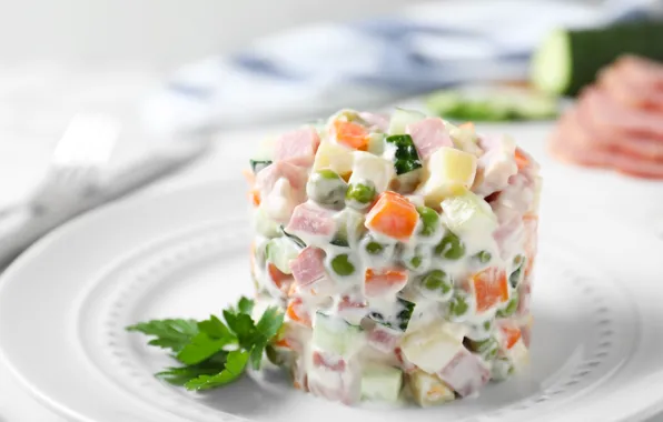 Vegetables, salad, mayonnaise, Olivier