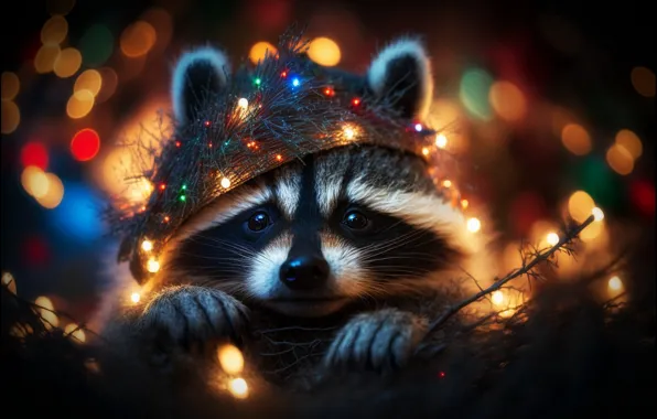 Look, night, branches, lights, lights, the dark background, rendering, graphics