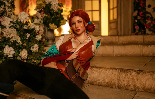 Picture The Witcher, boobs, redhead, cosplay, Triss Merigold, Alina Becker