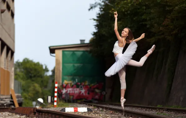 Picture railroad, ballerina, Anastasiya