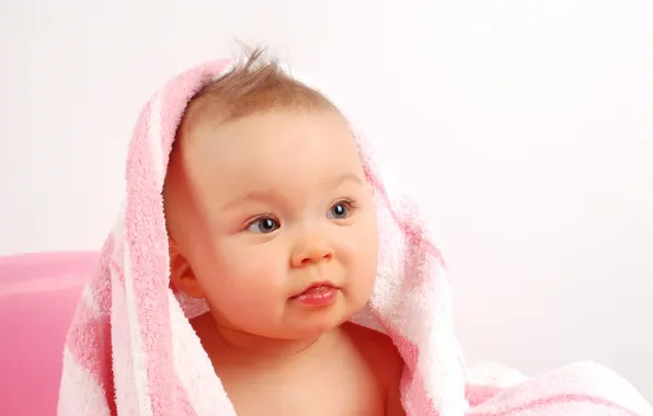 Pink, mood, child, towel, angel, baby, child, Lala