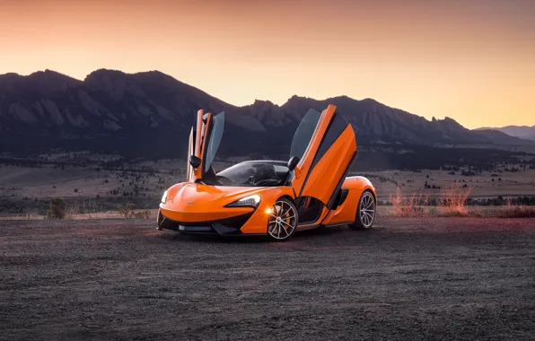 Sunset, lights, the evening, supercar, sunset, Mclaren, 570S