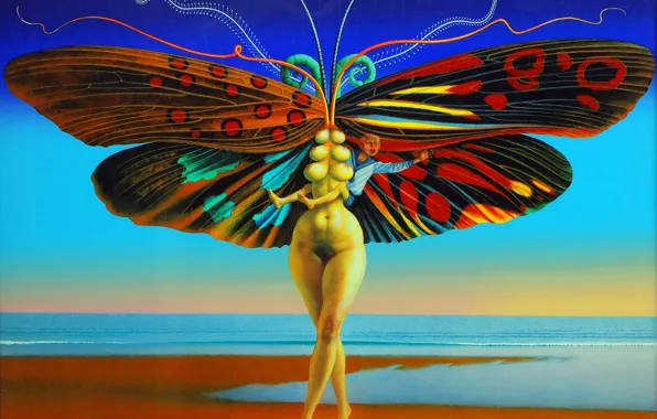 Butterfly, Picture, Wings, Feet, Creative, Austrian artist, Rudolf Hausner, Rudolf Hausner