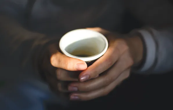 Picture glass, coffee, hands, drink