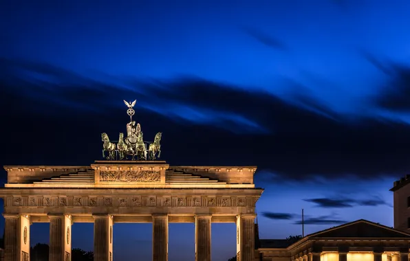 The sky, night, the city, Germany, backlight, architecture, blue, Germany