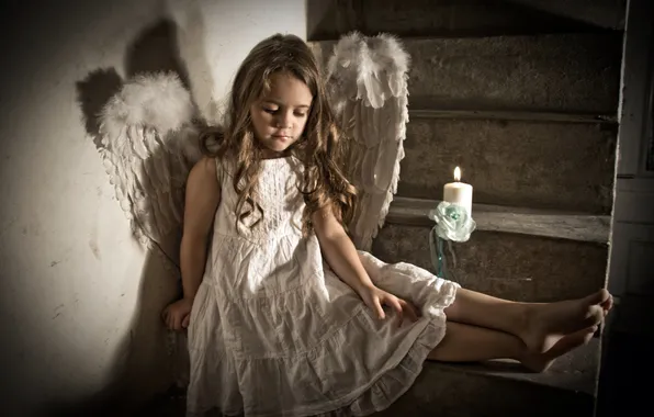 Picture FIRE, WINGS, DRESS, STEPS, GIRL, CANDLE, ANGEL, SUNDRESS
