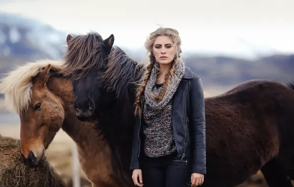 Picture girl, mood, horse