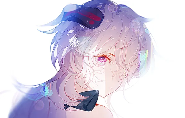 Picture girl, snow, fantasy, horn, Genshin Impact, Ganyu