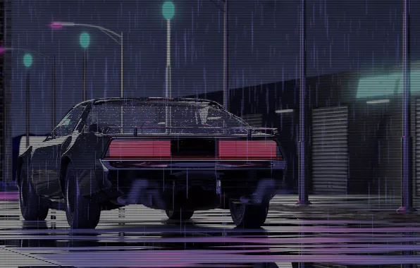 Night, Music, The city, Machine, Rain, Background, 80s, Pontiac
