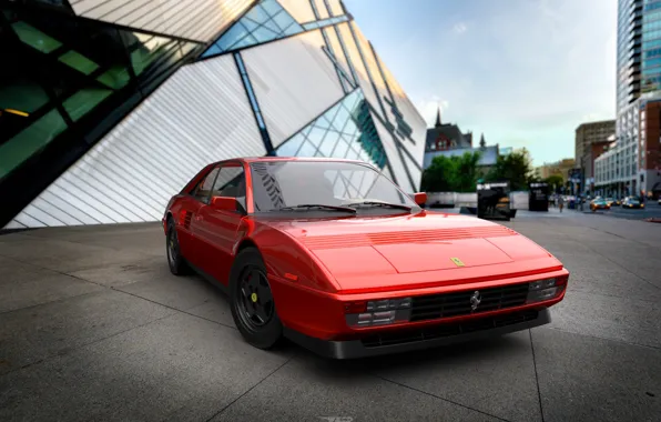 Red, Auto, Machine, Ferrari, 1980, Rendering, Mondial, by Mikhail Nikolaev