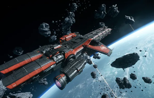 Picture flight, starship, Star Citizen, Caterpillar